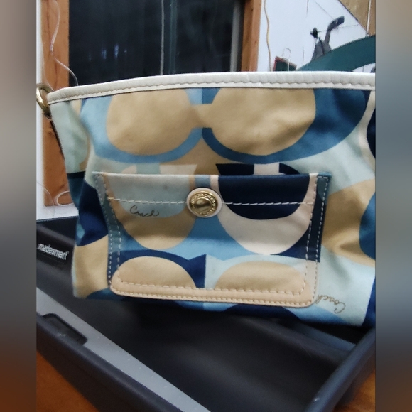 Coach | Bags | Coach Blue And Tan Patterned Womens Bag | Poshmark